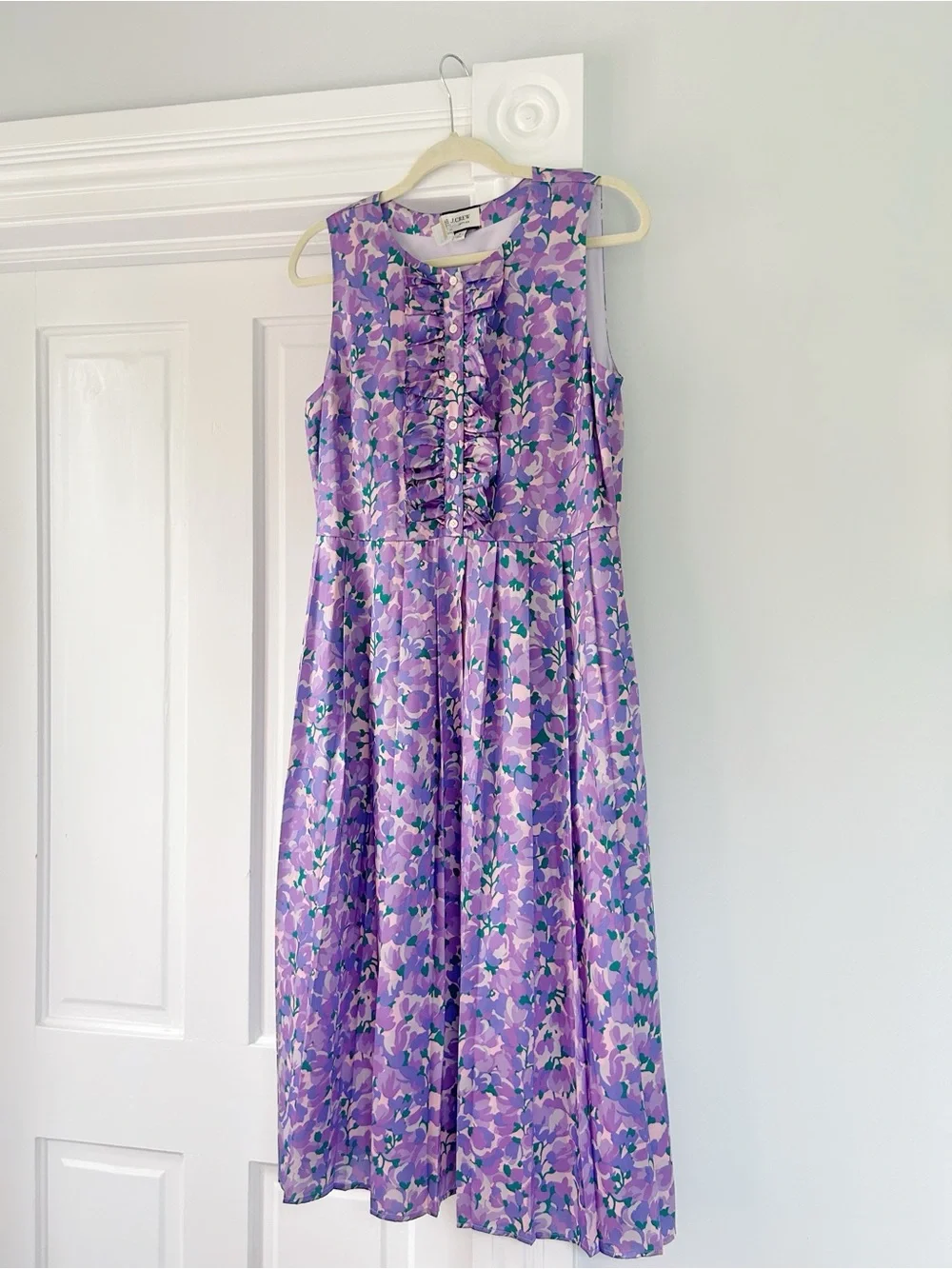 J. Crew Collection: Ratti Lilac Floral Pleated Midi Dress - Size 8